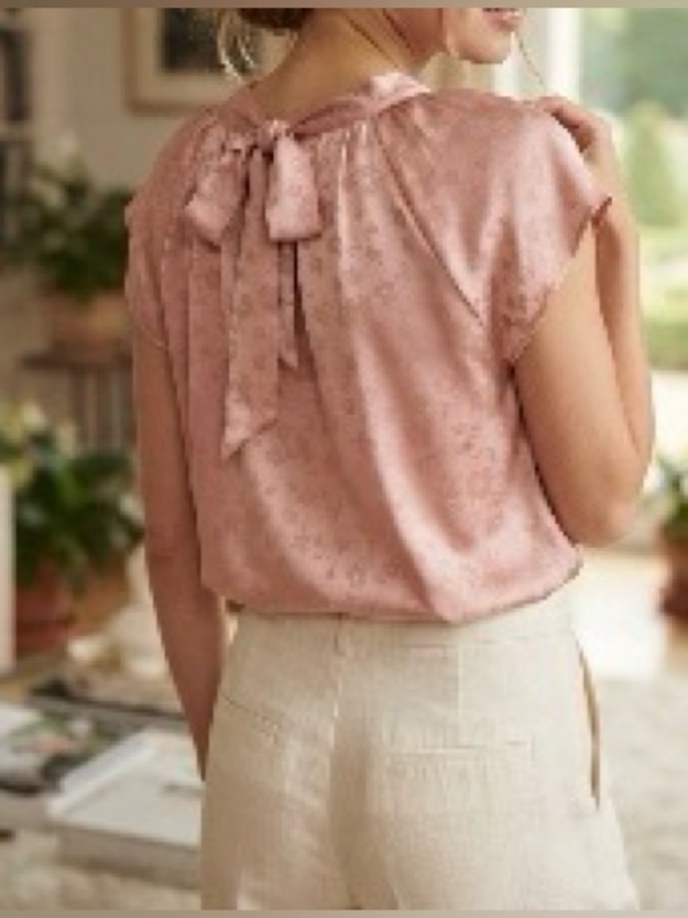 NEW…LC Lauren Conrad Pink Tie Back Neck Blouse